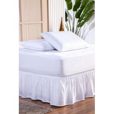 Imagem de Saia para Cama Box King Protetor Casal com Elástico em Toda Volta Ajus