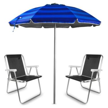 Imagem de Kit Guarda Sol Sombreiro 2,00m Para Praia Piscina Camping Acompanha Du
