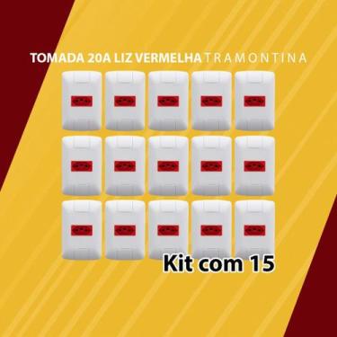 Imagem de Kit com 15 tomada 20a liz vermelha tramontina