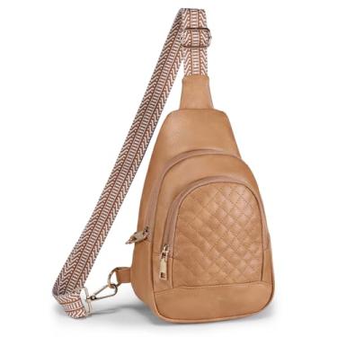 Imagem de BIAVOI Bolsa tiracolo feminina antifurto com RFID, pequena, com fecho de zíper, pochete de couro vegano para viagens, Marrom claro