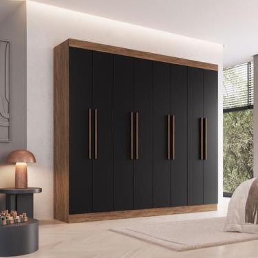 Imagem de Guarda-Roupa Casal Califórnia 8 Portas 4 Gavetas 100% Mdf Castanho/Pre