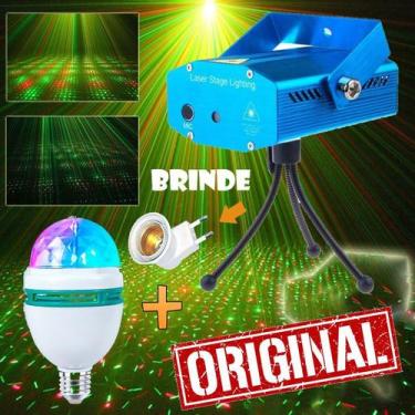 Imagem de Laser Led Projetor Holográfico Luz + Lampada Giratória Strobo Bola Mal
