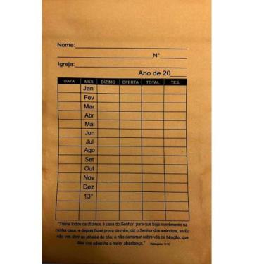 Imagem de Envelope de Dízimo Controle Anual - Diversos, Médio