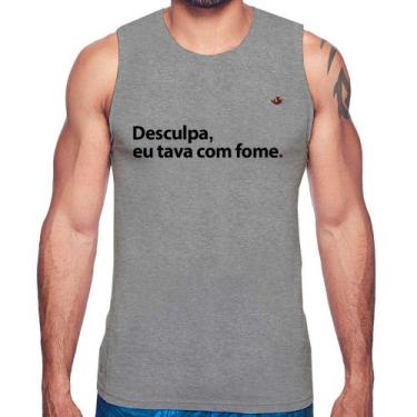 Imagem de Regata Desculpa, eu tava com fome - Foca na Moda, Cinza, G