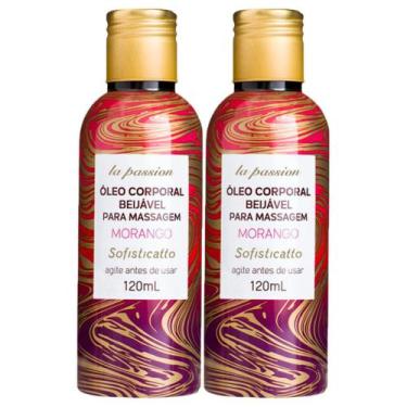 Imagem de Kit 2 Óleo para Massagem Íntima Quente Beijável Sensual Morango - Sofi