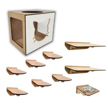 Imagem de Kit Playground Para Gatos Frente Gato - DGP STORE, Branco
