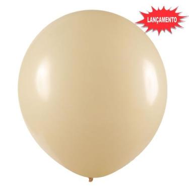 Imagem de Balão de Festa Redondo Profissional Látex Liso 24'' 60cm - Bege - 3 un