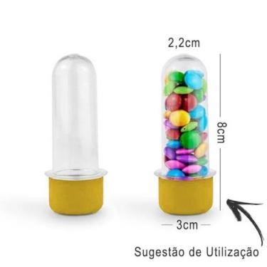 Imagem de Mini Tubete Lembrancinha 8cm 10 unidades - Dourado Perolado -  Embalag