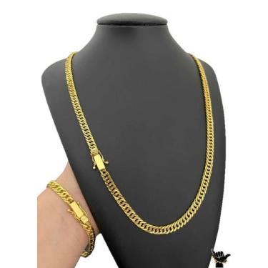 Imagem de Corrente Grumet 7mm + Pulseira - Banhado a Ouro - ToJoia18k