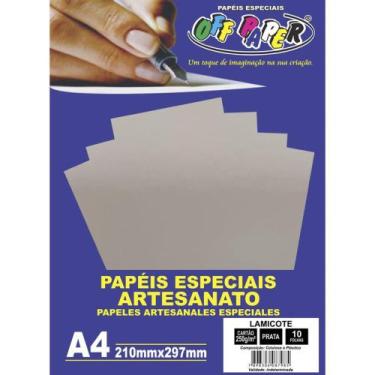 Imagem de Papel Laminado Lamicote A4 250G Prata Pacote com 10 - OFF Paper