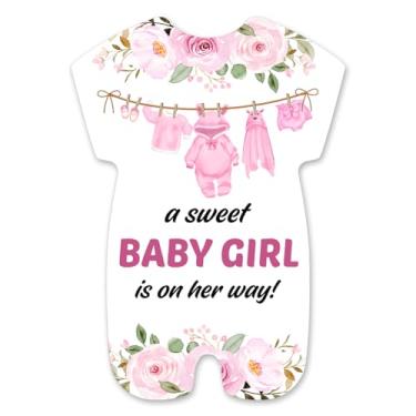 Imagem de brayqu Roupas de bebê rosa Convites para chá de bebê menina, floral uma doce menina está a caminho convites em forma de festa para chá de bebê Convites de chá de bebê (20 cartões de convite com