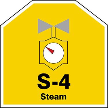 Imagem de Accuform TDJ104XVM Adesivo Dura-Vinil "S-4 Steam" Etiqueta de ID de Forma de Fonte de Energia, 6,3 cm L x 6,3 cm C, Preto/Cinza/Vermelho/Branco em Amarelo (pacote com 5)