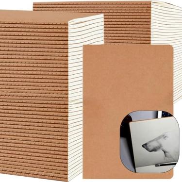 Imagem de Pet Partisan Pacote com 100 cadernos A5 em branco Kraft 20 x 14 cm, diários de viagem, cadernos de capa macia, 34 folhas 68 páginas para escrever material de escritório escolar (pacote com 100)