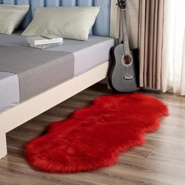 Imagem de Tapete de chão de cor sólida macia, tapete para sala de estar, cor sólida, grande, onda, decoração, tapete de área, vermelho, 60x120cm