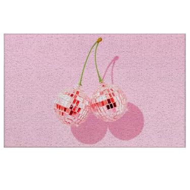 Imagem de Supwhd Tapetes de porta de bola de discoteca rosa preppy da moda - Tapete de boas-vindas externo/interno, 43 x 76 cm