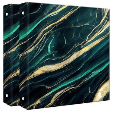 Imagem de Fichário de 3 anéis, fichário de três anéis para papel tamanho carta, fichário redondo de 2,5 cm com divisórias, organizador decorativo fofo de capa dura, fofo decorativo (pacote com 2 mármores)