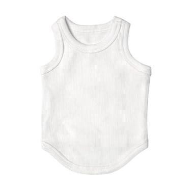 Imagem de Poocii Lindas roupas para cães, camiseta regata canelada para animais de estimação pequenos, médios ou grandes, mistura de algodão respirável e macio (branco, PPP)