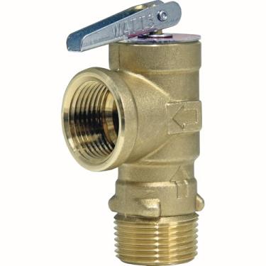 Imagem de Watts Válvula de Alívio de Pressão Tipo Poppet de Latão 3L-075, Entrada e Saída Roscadas NPT, 75 PSI, Classificação ASME e Certificação CSA, Alavanca de Teste Incluída, Aquecedor de Água Sem Tanque,