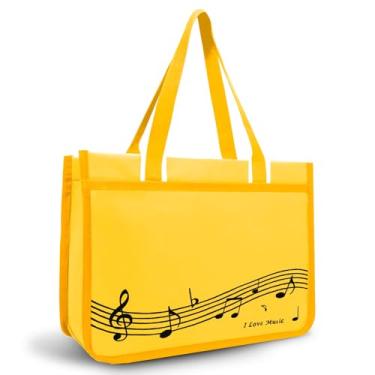 Imagem de BestSounds Bolsa para piano, com zíper, impermeável, para livros de música, acessórios de piano para mulheres, presentes para músicos, Música amarela, Large