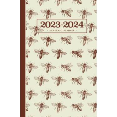 Imagem de Academic Planner 2023-2024 Small | Classic Bumble Bees On Cream (hardcover): July - June | Weekly & Monthly | US Federal Holidays and Moon Phases