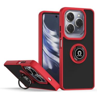 Imagem de QUIETIP Capa compatível com Infinix Hot 40 Pro e Tecno Spark 20 Pro 4G com protetor de tela, TPU + anel magnético de policarbonato rígido, capa de suporte para carro, vermelha