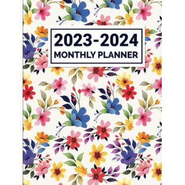 Imagem de 2023-2024 Monthly Planner: January 2023 - December 2024 | Contacts, Password Tracker, Notepaper, Goal Checklist, Bright Ideas/Brain Dump | Floral Cover