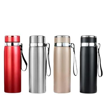 Imagem de Garrafa Térmica Inox 600Ml Inquebrável De Viagem Portátil Para Café Água Bebidas Chá (Vermelho, 600ml)