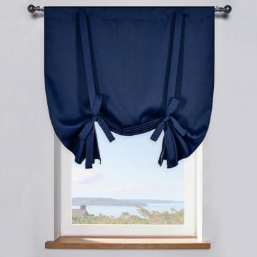 Imagem de DONREN Cortina de amarrar azul marinho 86 x 114 cm