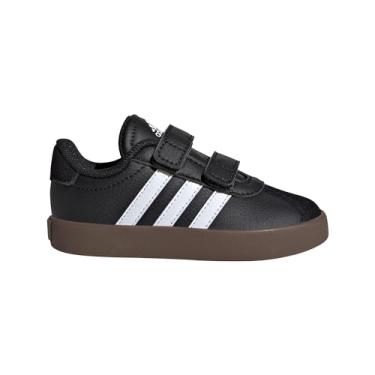 Imagem de adidas Tênis unissex para bebês Vl Court 3.0, Preto/branco/preto, 19