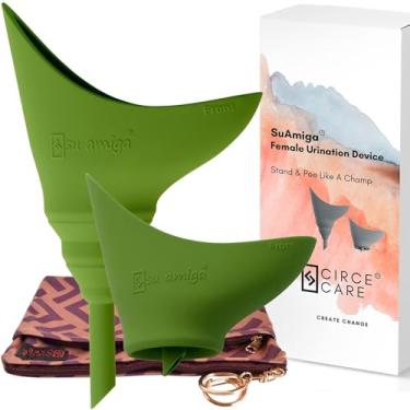 Imagem de CIRCE CARE SuAmiga Mictório feminino dobrável feminino com bolsa à prova d'água; mictório portátil reutilizável para mulheres fazerem xixi em pé; funil feminino para fazer xixi para viagens,