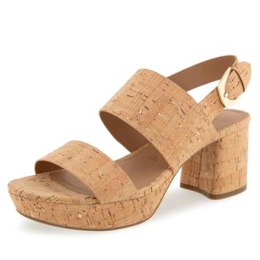 Imagem de Aerosoles Sandália feminina de salto Camilia, Cortiça/Mancha dourada, 6.5 Wide