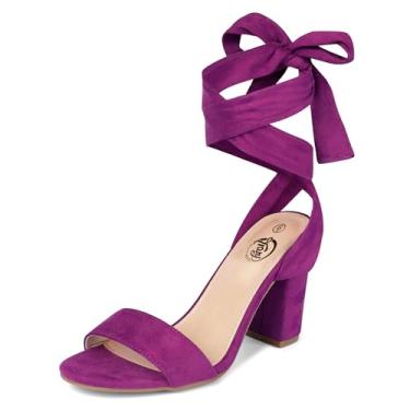 Imagem de Trary Sandália feminina de salto grosso com cadarço, Roxa, 10