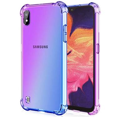 Imagem de Capa Ueokeird para Galaxy A10, capa para Galaxy A10 para meninas, estampa floral transparente macia e flexível TPU Capa protetora de telefone à prova de choque para Samsung Galaxy A10, purple/blue