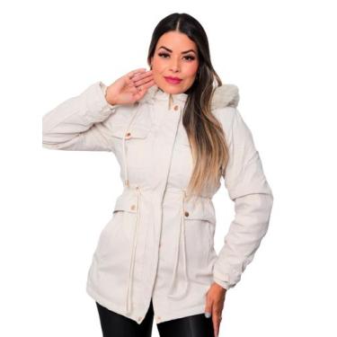 Imagem de Jaqueta ParKa Sarja Peluciada com Capuz - Areia - Ast Store, GG, Areia