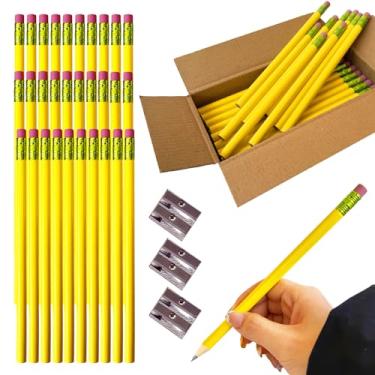 Imagem de Muiyaneq 30 lápis jumbo e 3 apontadores, lápis grandes de madeira com núcleo preto, lápis grossos, lápis grandes para crianças, pré-escolares, jardins de infância, carpinteiros, construção,