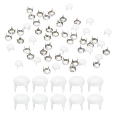 Imagem de PATIKIL Pregos de metal de 6 mm, 100 peças, contas redondas de garra de cúpula, rebites de cabeça de prego, pregos para artesanato de couro, bolsa de cinto, sapatos, branco