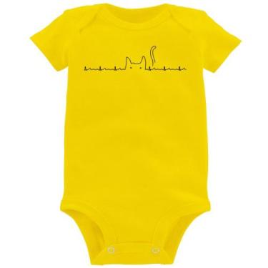 Imagem de Body Bebê Batimentos Cardíacos Gato - Foca na Moda, Amarelo, G