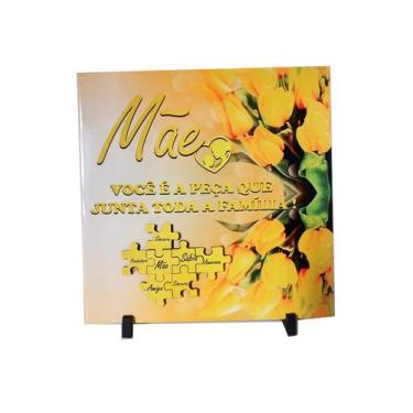 Imagem de Porta Retrato  Azulejo Presente dias das Mães Flores Amarelas - Mãe vo