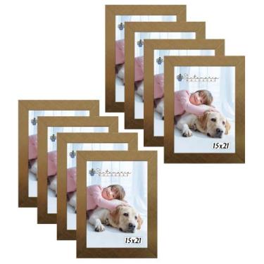 Imagem de Kit 8 Molduras Porta Retrato 15X21 Dourado - Santamaria Molduras