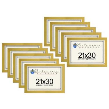 Imagem de Kit 10 Molduras Porta Diploma Certificado A4 21x30 Amarelo - Santamari