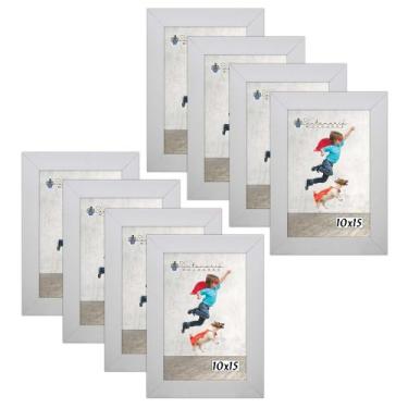 Imagem de Kit 8 Molduras Porta Retrato 10X15 Branco - Santamaria Molduras