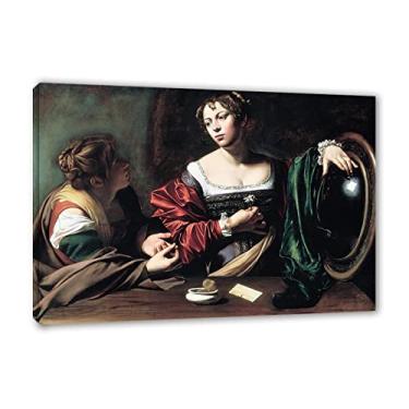 Imagem de Arte de parede em tela clássica emoldurada - Michelangelo Merisi Caravaggio - reprodução de pinturas a óleo famosas - pôster de Martha e Mary - Imagens de arte em tela para decoração de casa 60 x 90