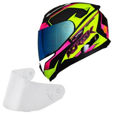 Imagem de Capacete Feminino Norisk Razor Speedmax Amarelo Viseira Azul, Amarelo 