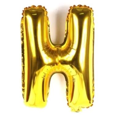 Imagem de Balão Metalizado Decorativo Letra H, 100 cm, Dourado, para Festas e Aniversários