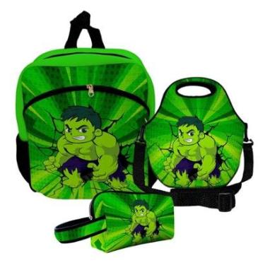 Imagem de Kit Escolar Mochila de Costas + Lancheira + Necessaire Plus – ISOPRENE – Menino Golias Verde-Unissex