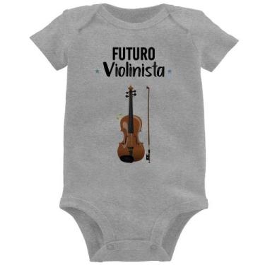 Imagem de Body Bebê Futuro Violinista - Foca na Moda, Cinza, M