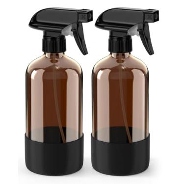 Imagem de Bontip Frasco de spray de vidro com proteção de manga de silicone, conjunto de frascos de spray de vidro âmbar para limpador de janelas não tóxico, aromaterapia, hidratação facial, regar flores,