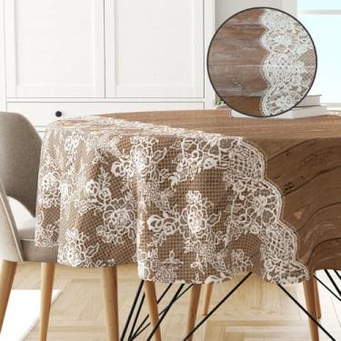 Imagem de Toalha Mesa Plástica Térmica Rustique Mr 4 Lug Redonda 1,38