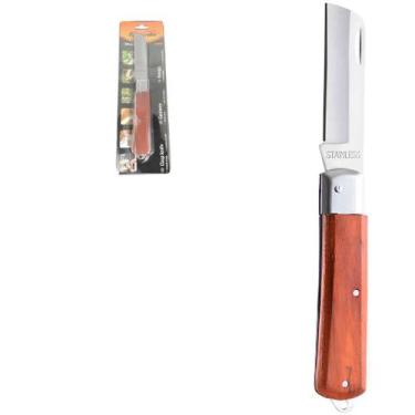 Imagem de Canivete  tradicional cabo de madeira sparta inox , Cinza e marrom