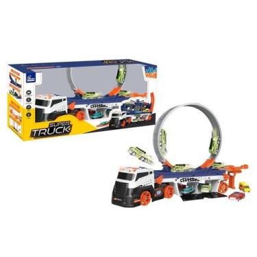 Imagem de Mega Caminhão Super Truck Pista do Looping Com 2 Carrinhos e Garagem -